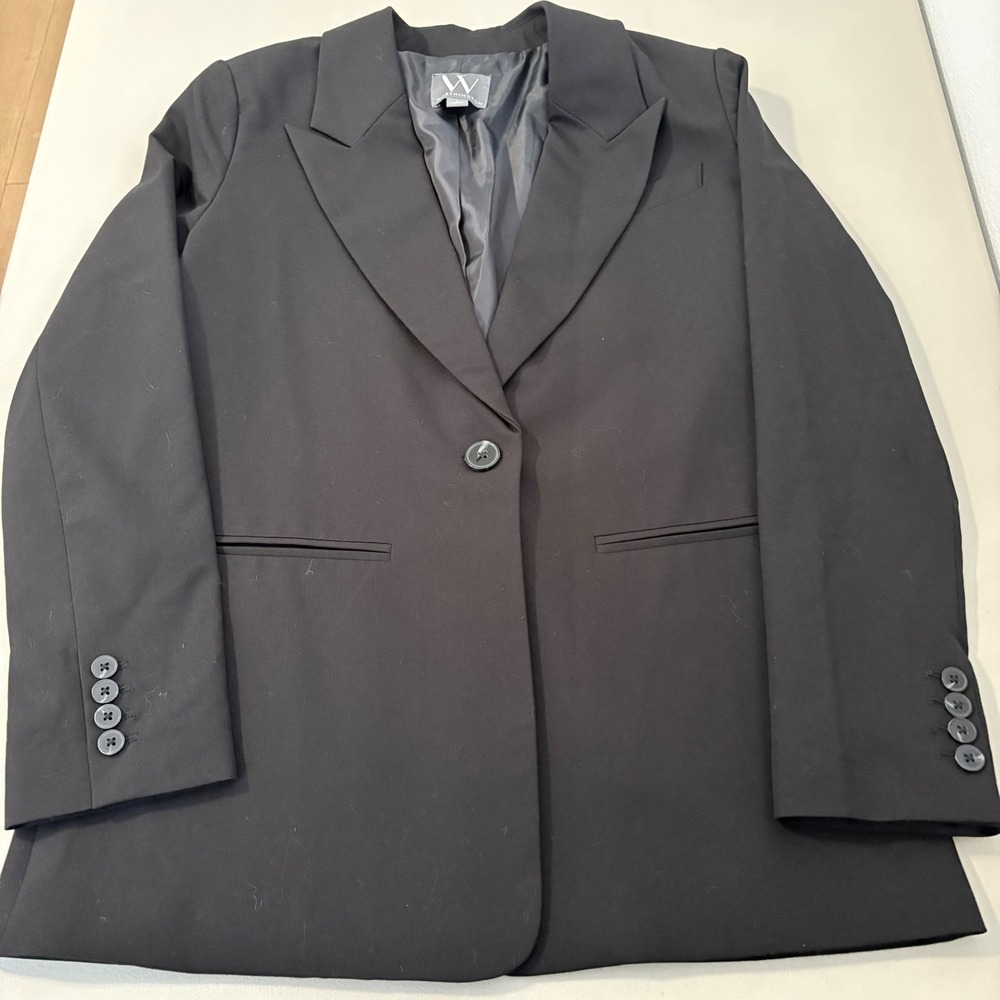 Worthington‎ Black One Button Blazer Jacket Womens Size SM Career Office Classic
